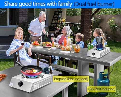 Horynar Propane Stove Single Burner Propane Stove 1 Burner 12,000 BTU Dual Fuel Auto Ignition with CSA Converter / QCC1 LP...