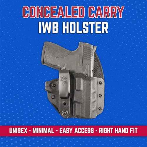 DeSantis Uni-Tuk Gun Holster, Built-in Spur, Fits S&W M&P Shield 9/40, S&W M&P Shield 9 Plus with OR Without RED DOT, IWB Holster, Adjustable and Tuckable 360-C Clip, Right Fitment, Black