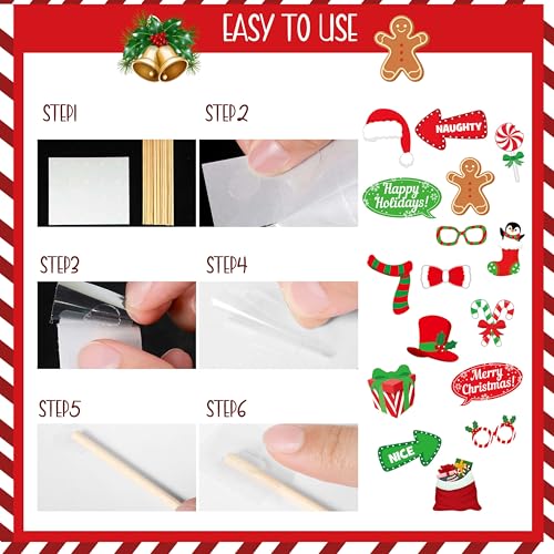 Christmas Party Decorations Set with Photo Booth Frame, Merry Christmas Banner, 35 Balloons, Photo Props
