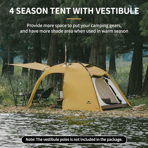Naturehike Dune Hot Tent with Stove Jack,Double Layer 4 Season Tent,Waterproof 2-4 Person Tents for Camping