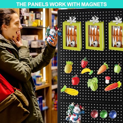 NectaCol 2'x 5' Standing Pegboard Display with T-Base, Pegboard Display Stand with Wheels, Metal Peg Board Display Rack, A...