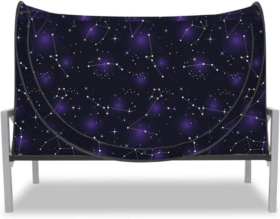 Privacy Pop up Eclipse Bed Tent Bed Drapes (Starry Constellation, Full)