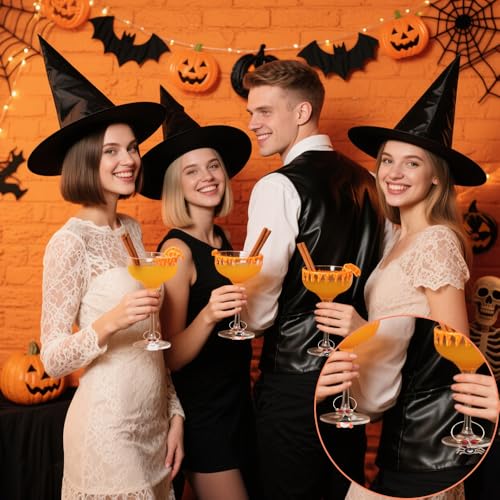 Kzikbxh12 Pcs Spooky Wine Glass Charms, Themed Stemware Markers and Drink Identifiers for Party Favors, Ghost Pumpkin Bat ...