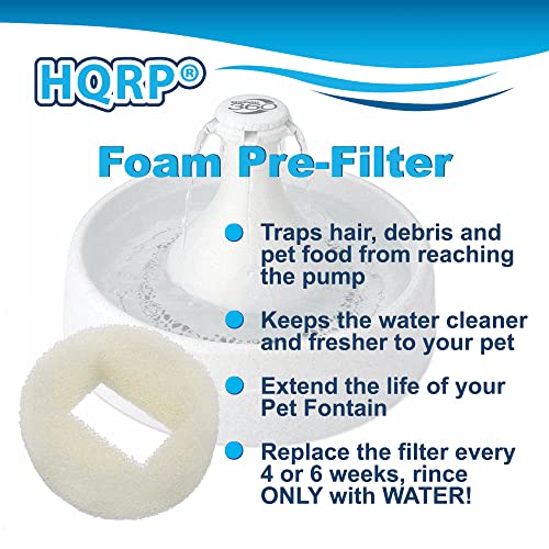 HQRP Pack of 12 Foam Pre-Filter Compatible with Drinkwell 360 Premier Plastic Pet Safe Fountains Water Bowl D360-RE for ca...