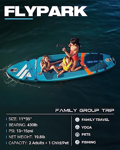 Flypark Standard&Family Bundles｜11'x34 & 11'x35 Inflatable Stand Up Paddle Boards, All Accessories+2, 116L Backpack, Shoul...