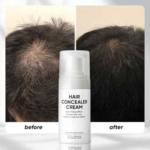 Hair Concealer Cream, Filling Cream for Bald Spots-Waterproof, Sweat-Proof Scalp Coverage, Instant Density Effect, Light and Not Heavy, Unisex Black