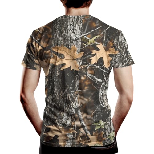 GHUALURU Men's Camo T Shirt Hunting Shirts Short Sleeve Fishing Camouflage Shirt