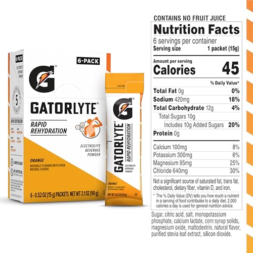 Gatorlyte Powder Orange, 16.9oz (Pack of 6)