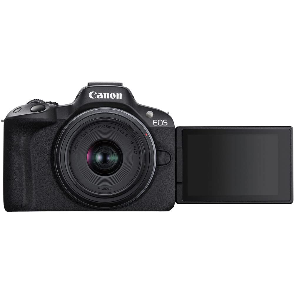 Canon EOS R50 Mirrorless Camera with 18-45mm & 55-210mm RF-S Lenses | 24.2MP APS-C Sensor, Dual Pixel CMOS AF, 4K Video | Compact Hybrid Camera Kit with Shoulder Bag and 64GB Card