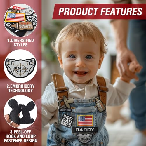 WILDREEDS 7 Pieces Daddy and Mommy Patches, Hook and Loop Tactical Funny Patch for Hats, Diaper Bags, Lunch Bags