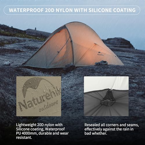 Naturehike Cloud-Up 1 Person Tent, Lightweight Backpacking Tents for One Man, Waterproof Ultralight One Person Tent for Ca...