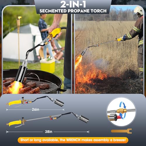 Upgraded Propane Torch Weed Burner, Portable Garden Torch for Weed, Heavy Duty Blow Torch Flamethrower for Weed Burner, Hi...