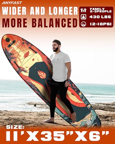 ANYFAST Inflatable Stand Up Paddle Boards - Extra Wide Fishing Paddleboard,Cool Design,Ultra Stable Standup SUP,15 D-Ring...