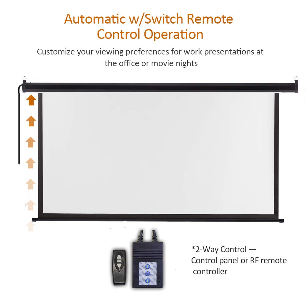 Motorized Projector Screen 100 inch 16:9 HD Diagonal Indoor and Outdoor Movie Screen with Remote Control for Family Home Office Theater, Black