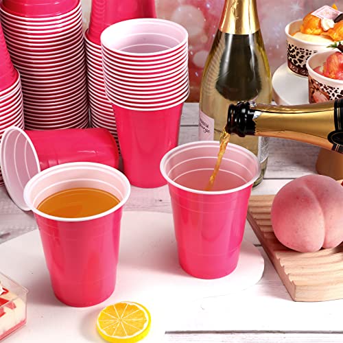 Lounsweer 100 Pack 16 Ounce Plastic Party Cups Heavy Duty Drinking Water Cups for Valentine Carnival St. Patrick's Day Hol...