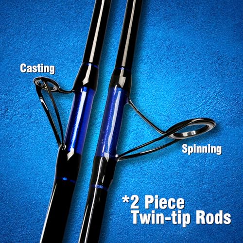 Fiblink Spinning & Casting Fishing Rod Carbon Fiber Jigging Rod 2 Piece Twin-Tip Fishing Jig Rod Portable Travel Fishing P...