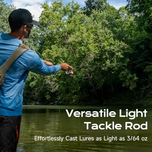 HANDING M1 Ultralight Fishing Rod 2-Piece Trout Fishing Rod with Fast Action 30T+24T Carbon Fiber SEAGUIDE RA Guide Rings ...