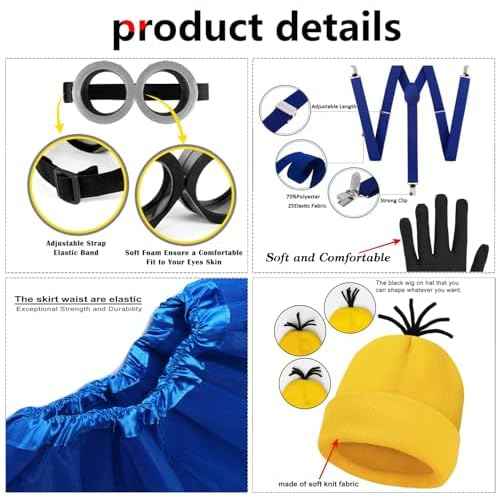3 Pcs,5Pcs Halloween Costume Accessories Adult, Goggles/Beanie/Gloves, Halloween Cosplay Party Set