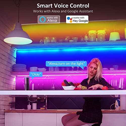 maylit 10 PCS Smart RGB Under Cabinet Lights Kit, Compatible with Alexa and Google Assistant, App and Remote Control, Musi...