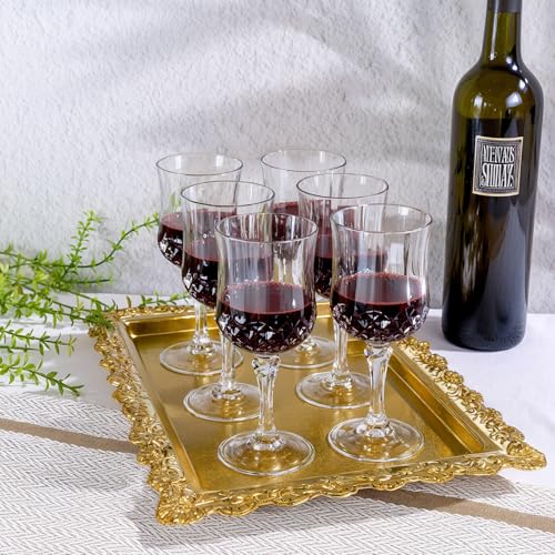 Ciaell 24PCS Plastic Wine Glasses - 7 Oz Plastic Goblets for Party - Clear Vintage Drinking Glasses - Disposable Water Gob...