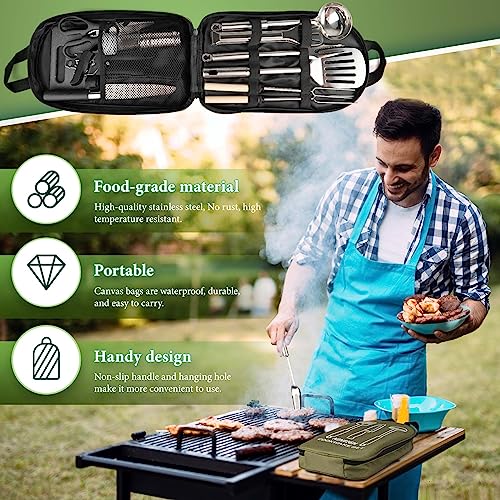 Camping Cooking Utensils Set, Stainless Steel Grill Tools, Camping BBQ Cookware Gear and Equipment for Travel Tenting RV V...