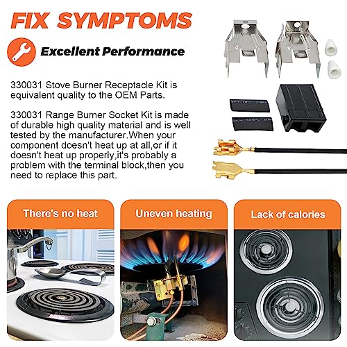 Upgraded 4Pack 330031 Range Burner Receptacle Kit by Beaquicy - Replacement for Whirl-pool Ken-more Range/Stove - Replaces...