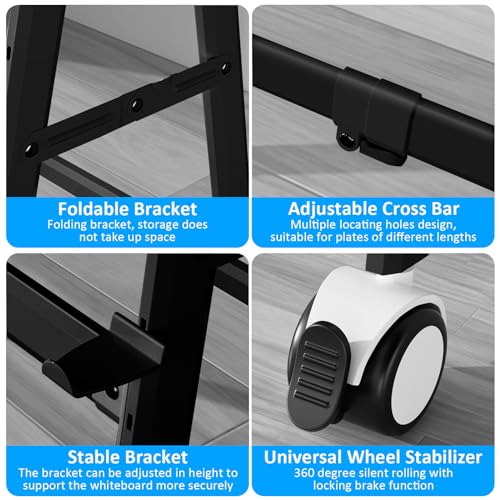 MAKUANG A-Frame Foldable Whiteboard Stand, Height and Width Adjustable, Mobile Stand with Wheels for All Heavy Duty Glass ...