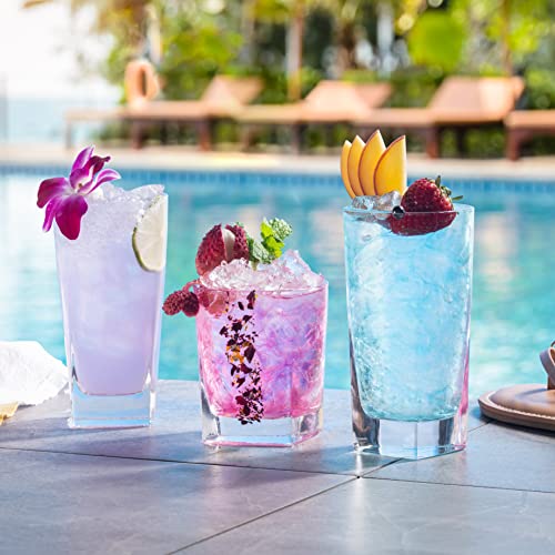 Le'raze Everyday Drinking Glasses Set of 8 Drinkware Kitchen Glasses for Cocktail, Iced Coffee, Beer, Ice Tea, Wine, Whisk...