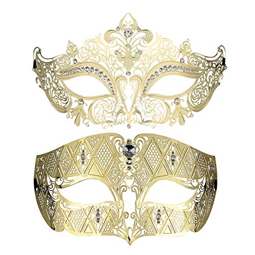 Coddsmz Couples Venetian Masquerade Mask Set Luxury Style Princess Party Mask for Couples Women and Men Mardi Gras Masks
