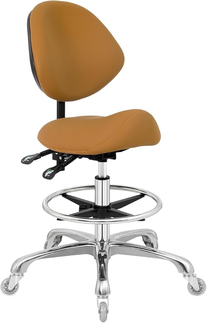 Nolasalon Saddle Stool Chair with Wheels,Ergonomic Swivel Rolling Height Adjustable for Salon Beauty Clinic Dentist Tattoo Home Office