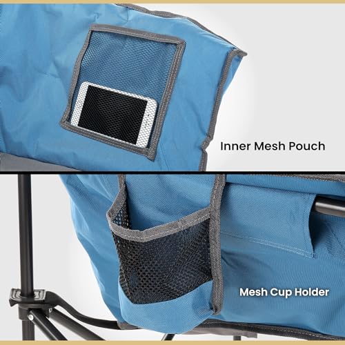 ARROWHEAD OUTDOOR Oversized Heavy-Duty Club Folding Camping Chair with Pocket, Cup Holder, Portable, Padded, Moon, Round, ...