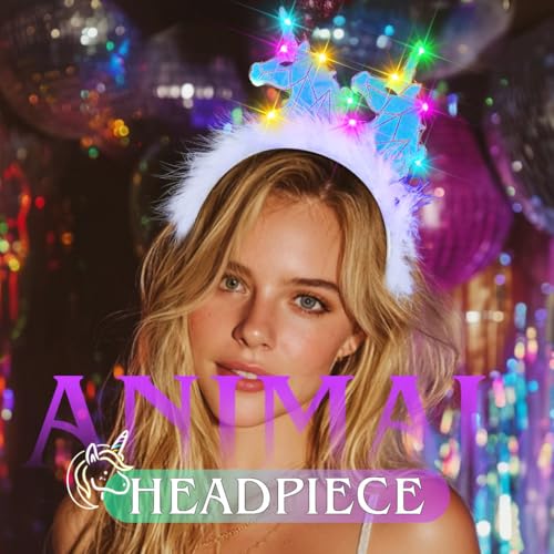 JAKAWIN Light Up Headband Glowing Headpiece Costume Hair Accessories for Women