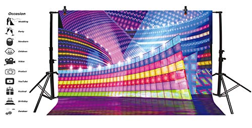 Leyiyi 7x5ft Hall Lights Backdrop Night Club Neon Light Abstract Hall Rock Music Banquet Steam Punk America Fiesta Photo B...