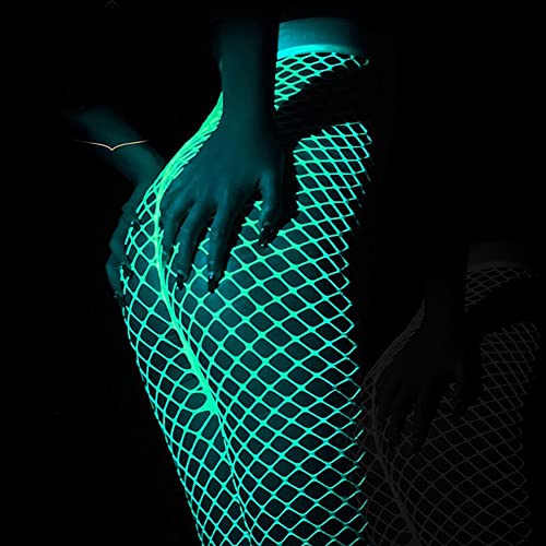 DTWAWA Glow in the Dark Fishnets Stockings, High Waist Tights Party Stockings for Womens