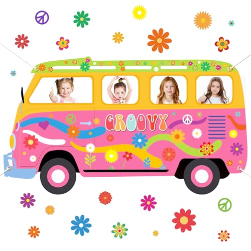 Large Hippie Bus Shaped Photo Prop 60s 70s Party Decorations Fabric Retro Van Prop Banner Hippie Bus Photo Prop Hippie Sel...