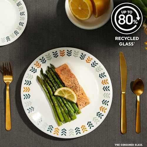 Corelle Vitrelle 18 Piece Glass Dinnerware Sets Service for 6, Triple Layer Chip & Crack Resistant Glass Plate and Bowl Sets, Anders