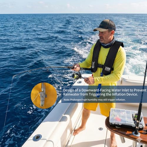 Automatic Inflatable Life Jacket | Low Profile PFD for Adults | Compact Design Self Inflating Life Vest | Supports up to 3...