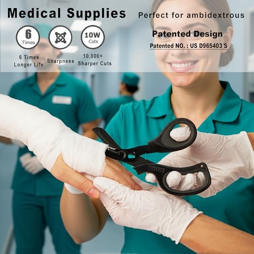 MEUUT 2 Pack Medical Scissors Trauma Shears for Left and Right Hand -Patented Bandage Scissors All Purpose with Non-Stick ...
