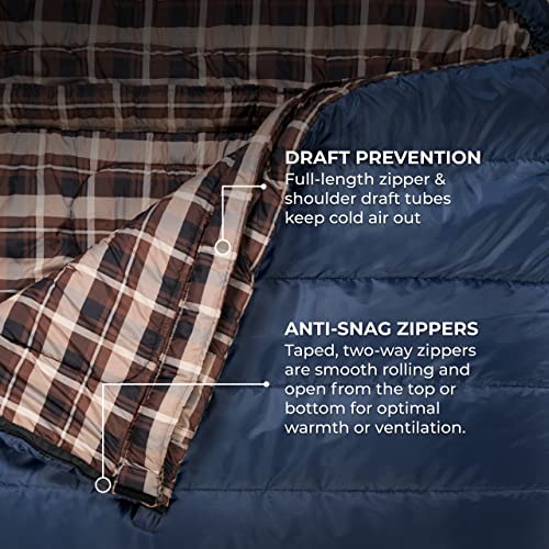 Teton Mammoth Queen Size Double Sleeping Bag- A Warm Bag The Whole Family can Enjoy – Great for Camping, Hunting and Base ...