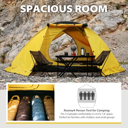 GEERTOP 4 Person 4 Season Tent for Camping Waterproof Double Layer Easy Set Up Family Tent for Camping Hiking Backpacking ...