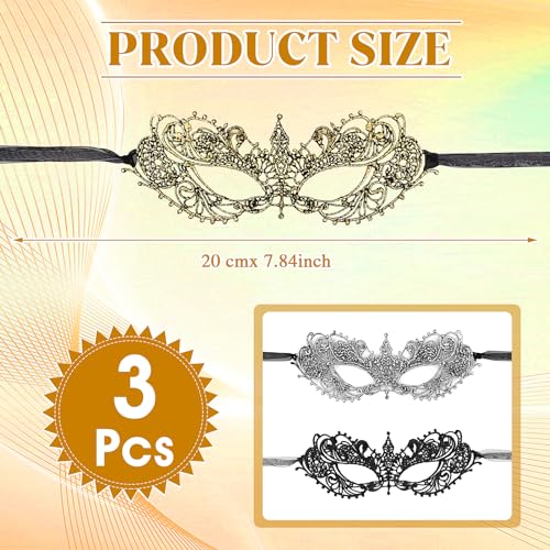 WY LIGHTING LEVEL 3 Pieces Masquerade Mask for Women, Fancy Dress Masks Lace Face Mask