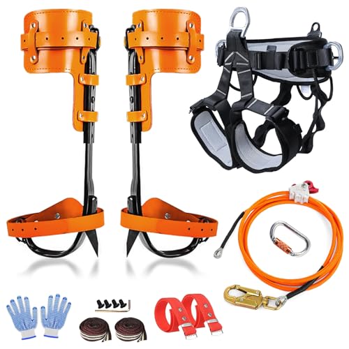 Clakioom Tree Climbing Gear, Tree Climbing Spikes, Tree Climbing Gear with Adjustable Climbing Straps and Steel Core Flip ...