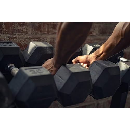 Fitvids Rubber Encased Hex Dumbbell, Multiple Sizes