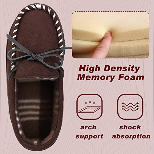 NCCB Boys House Slippers Memory Foam Moccasin Shoes Furry Plush Lining Non Slip Indoor Outdoor Boys Slippers for Big Kids ...