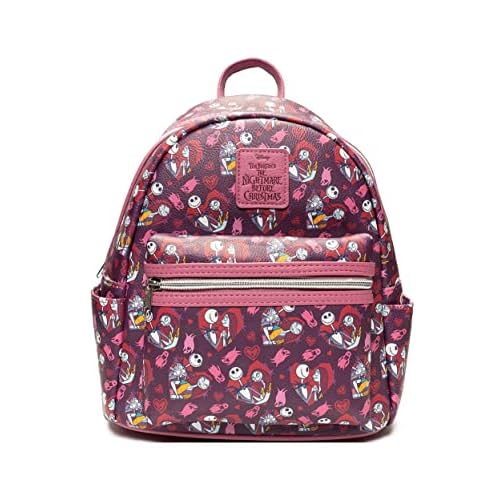 Loungefly The Nightmare Before Christmas Jack and Sally Hearts Mini Backpack