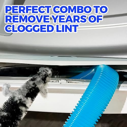 Holikme 2 Pieces Dryer Vent Cleaner Kit, Dryer Lint Vacuum Attachment and Flexible Dryer Lint Brush, Dryer Vent Vacuum Hos...