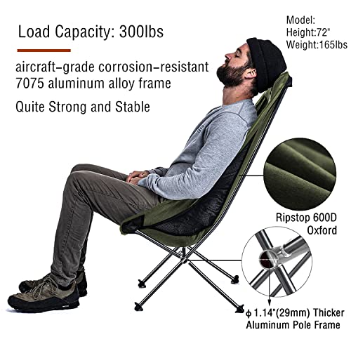 Naturehike Folding Camping Chair, Lightweight High Back Portable Compact Chair, Large Heavy Duty 330lbs for Adults, Hiking...