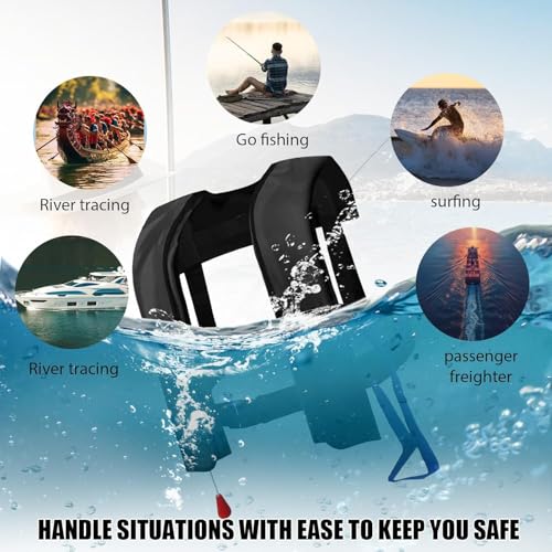 Automatic Inflatable Life Jacket for Adults – Adjustable Buoyancy Vest with Manual Override,Reflective Strips & Safety Whi...