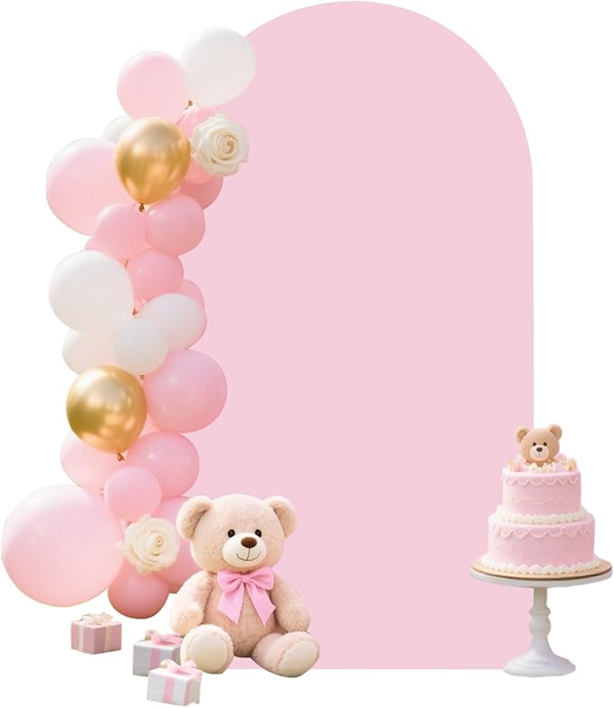 Light Pink Arch Backdrop Spandex Cover for 7.2ft Stand Frame Arch Covers Stretchy Backdrop Fabric for Wedding Bridal Showe...