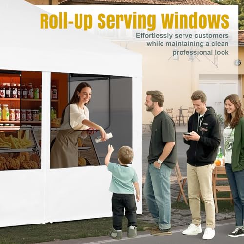 CROWN SHADES 10x10 Pop Up Canopy Tent with 4 Mosquito Netting, Instant Commercial Tent with 1-Person Setup Patended Center...